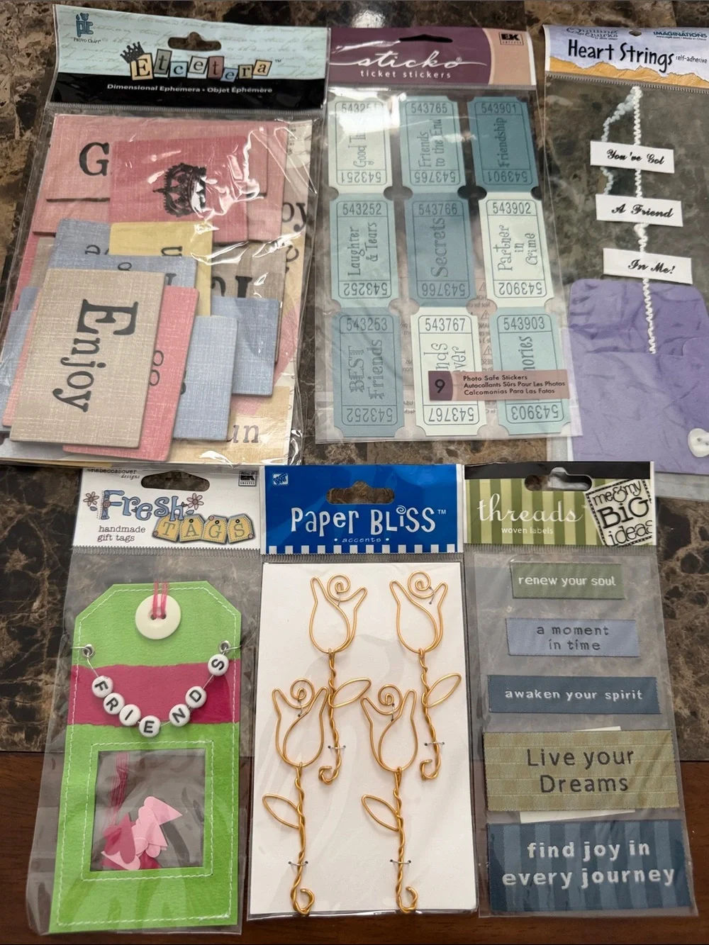NWT Misc Friends and Words Scrapbooking Items